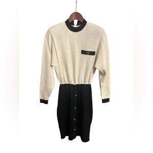 Vintage St. John by Marie Gray Dress 80s Dog Show Size 4 Colorblock Quiet Luxury